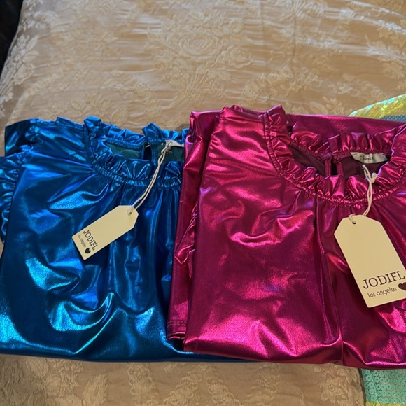 JODIFL Metallic Ruffle Dresses in Pink and Blue - Picture 8 of 8